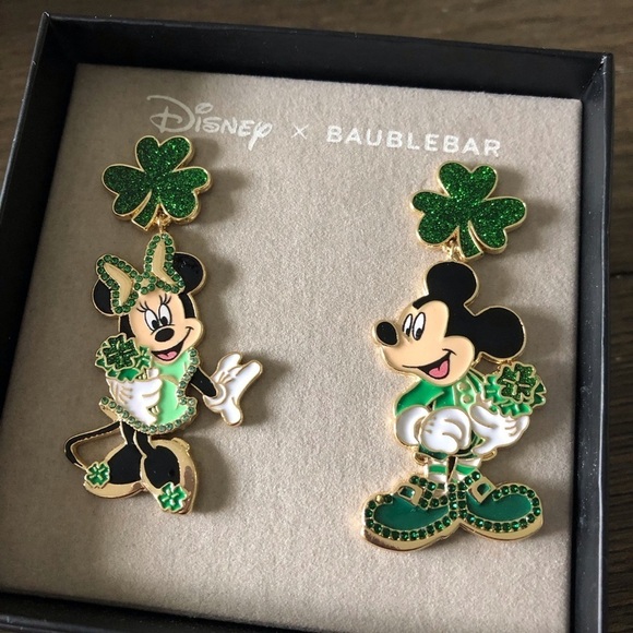BaubleBar Jewelry - Baublebar X Disney: Mickey Mouse & Minnie Mouse St. Patrick Day dangle earrings
